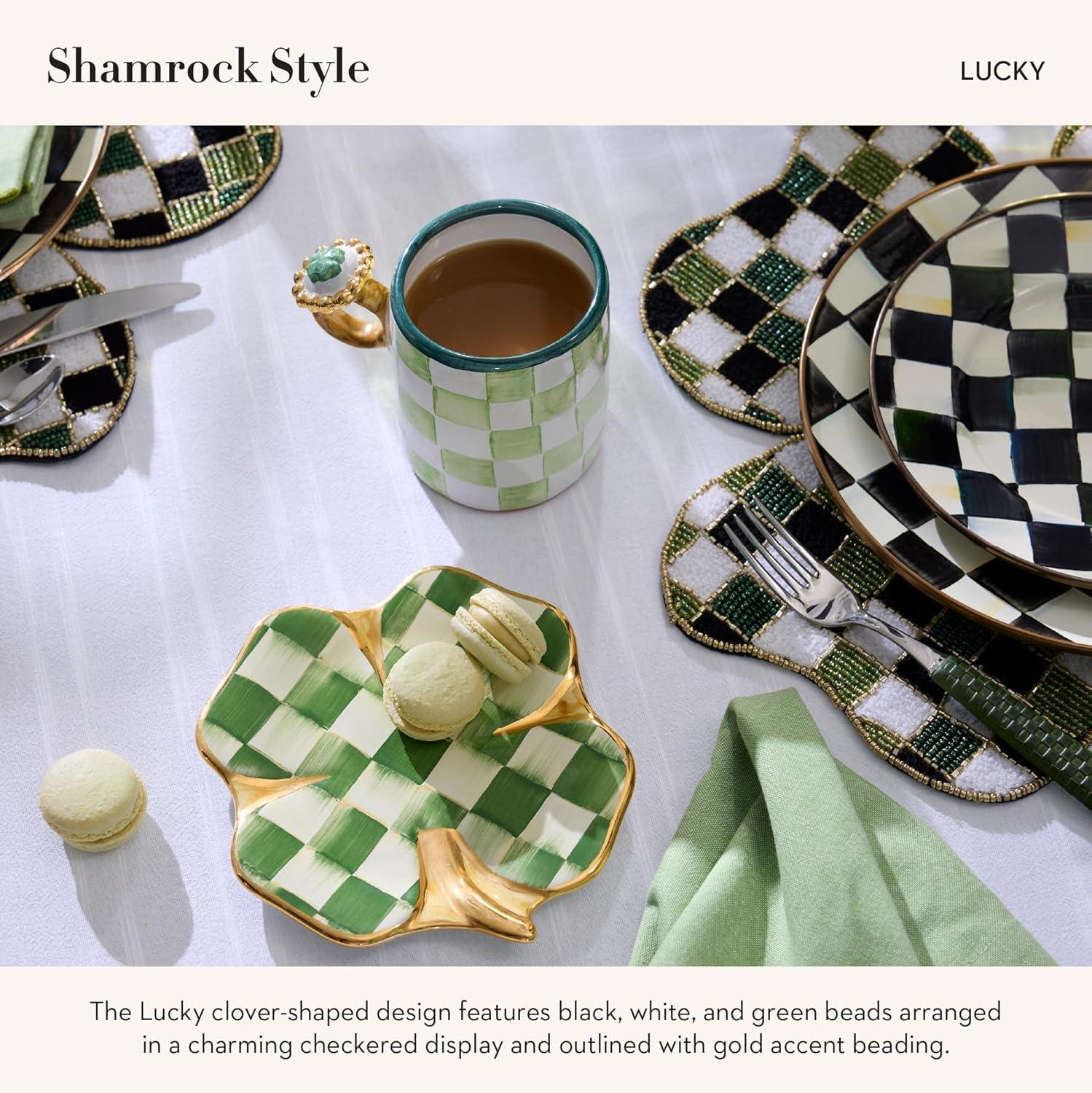 imageMACKENZIECHILDS Beaded Placemat Indoor Table Mat Lucky Clover