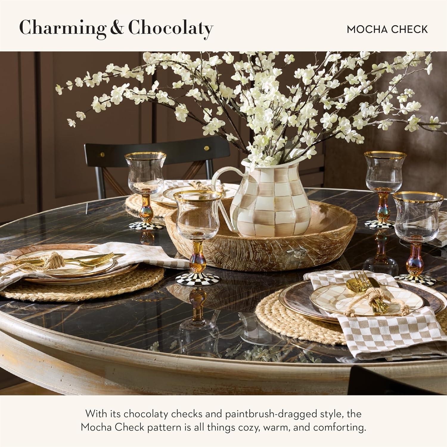imageMACKENZIECHILDS Set of 4 CorkBack Placemats HardFinish Table Mats BrownandWhite Mocha CheckMocha Check