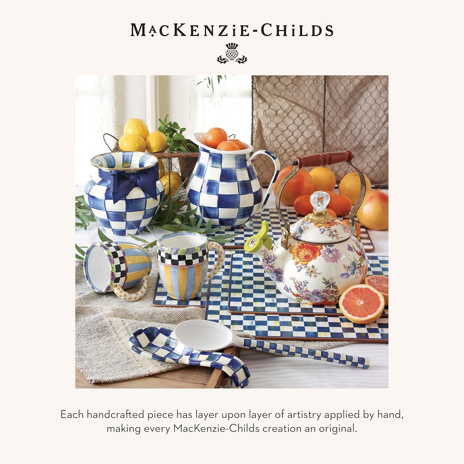 imageMACKENZIECHILDS Set of 4 CorkBack Placemats HardFinish Table Mats BrownandWhite Mocha CheckRoyal Check