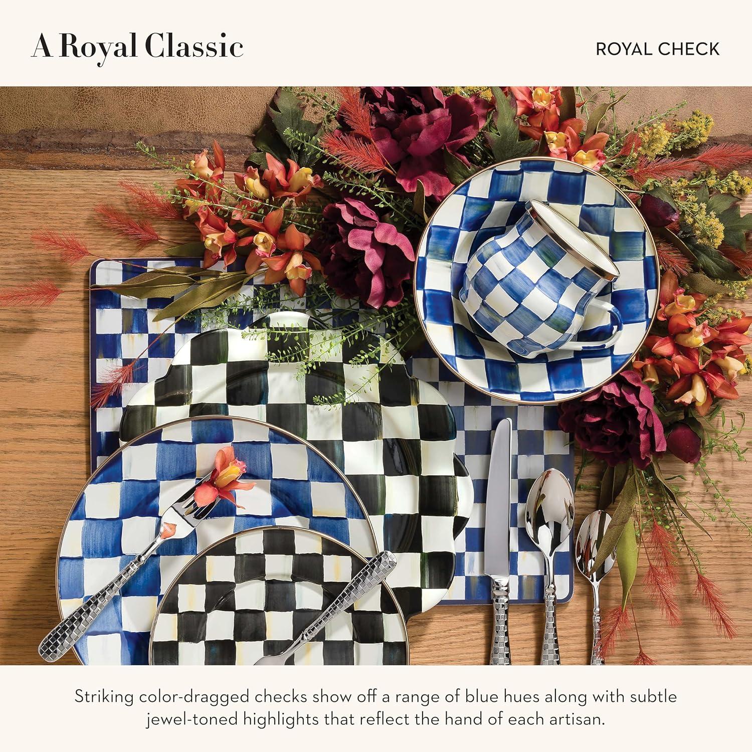 imageMACKENZIECHILDS Set of 4 CorkBack Placemats HardFinish Table Mats BrownandWhite Mocha CheckRoyal Check