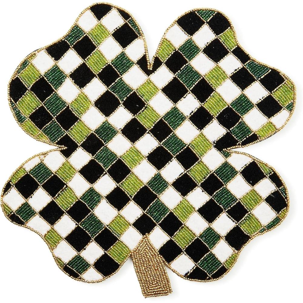 imageMACKENZIECHILDS Beaded Placemat Indoor Table Mat Lucky Clover