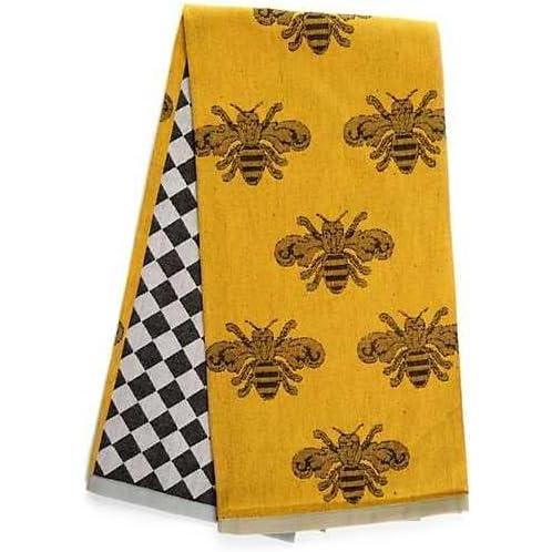 imageMACKENZIECHILDS Cotton Dish Towel Cute Decorative Kitchen Dish Towel for Cleaning and Home Decor Queen Bee Woven