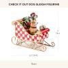 MACKENZIE-CHILDS Dog Sleigh Figurine, Christmas Figurines for Home and Kitchen Decor, Check It Out