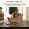 MACKENZIE-CHILDS Dog Sleigh Figurine, Christmas Figurines for Home and Kitchen Decor, Check It Out