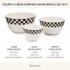 MACKENZIE-CHILDS Set of 3 Everyday Mixing Bowls, Small, Medium, and Large Stoneware Bowls for Kitchen Use, Gray-and-White Sterling Check(Courtly Check)