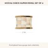 MACKENZIE-CHILDS Set of 4 Enamel Napkin Rings, Napkin-Holder Ring Set for Cloth Napkins, Green-and-White Emerald Check(Mocha Check)