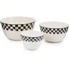 MACKENZIE-CHILDS Set of 3 Everyday Mixing Bowls, Small, Medium, and Large Stoneware Bowls for Kitchen Use, Gray-and-White Sterling Check(Courtly Check)