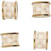 MACKENZIE-CHILDS Set of 4 Enamel Napkin Rings, Napkin-Holder Ring Set for Cloth Napkins, Green-and-White Emerald Check(Mocha Check)