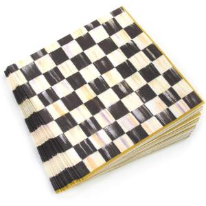MACKENZIE-CHILDS Dinner Paper Napkins, Stylish Paper Dinner Napkins, Black-and-White Courtly Check