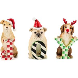 MACKENZIE-CHILDS Joy Dog Figurine Set, Christmas Figurines for Home Decoration, Check It Out