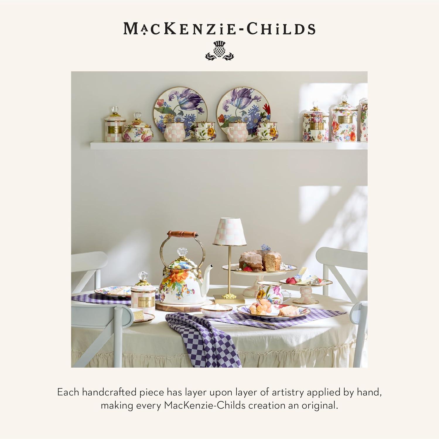 imageMACKENZIECHILDS LED Rechargeable Cafe Table Lamp Cordless Decorative Lamp BlackandWhite Courtly CheckRosy Check