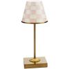 MACKENZIE-CHILDS LED Rechargeable Cafe Table Lamp, Cordless Decorative Lamp, Black-and-White Courtly Check(Rosy Check)