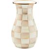MACKENZIE-CHILDS Tall Enamel Vase, Unique Flower Vase-Decor for Living Room, Blue Wildflowers(Mocha Check)
