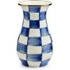 MACKENZIE-CHILDS Tall Enamel Vase, Unique Flower Vase-Decor for Living Room, Blue Wildflowers(Royal Check)