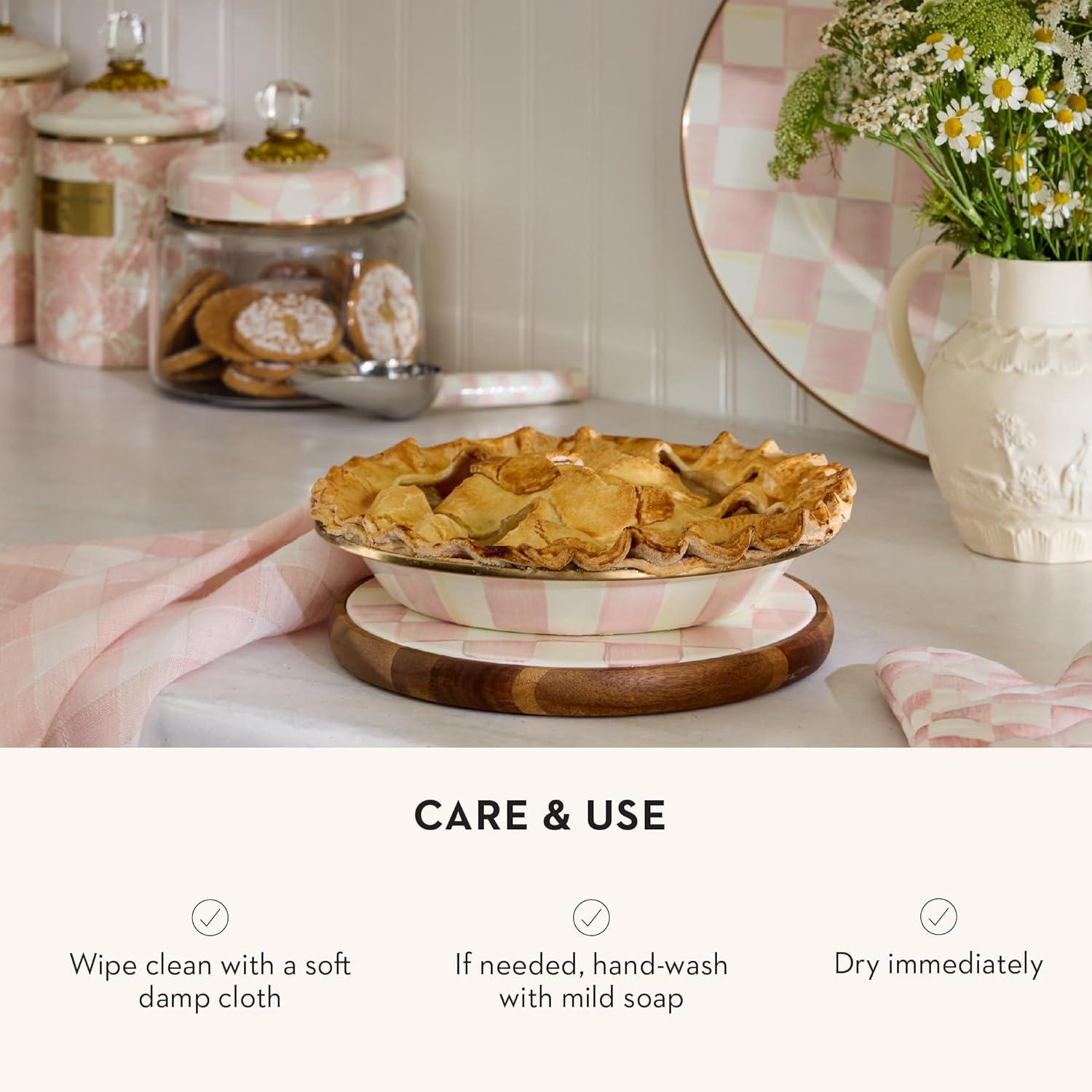 imageMACKENZIECHILDS Enamel Oval Platter Serving Plate for Entertaining Small BlackandWhite Courtly CheckRosy Check