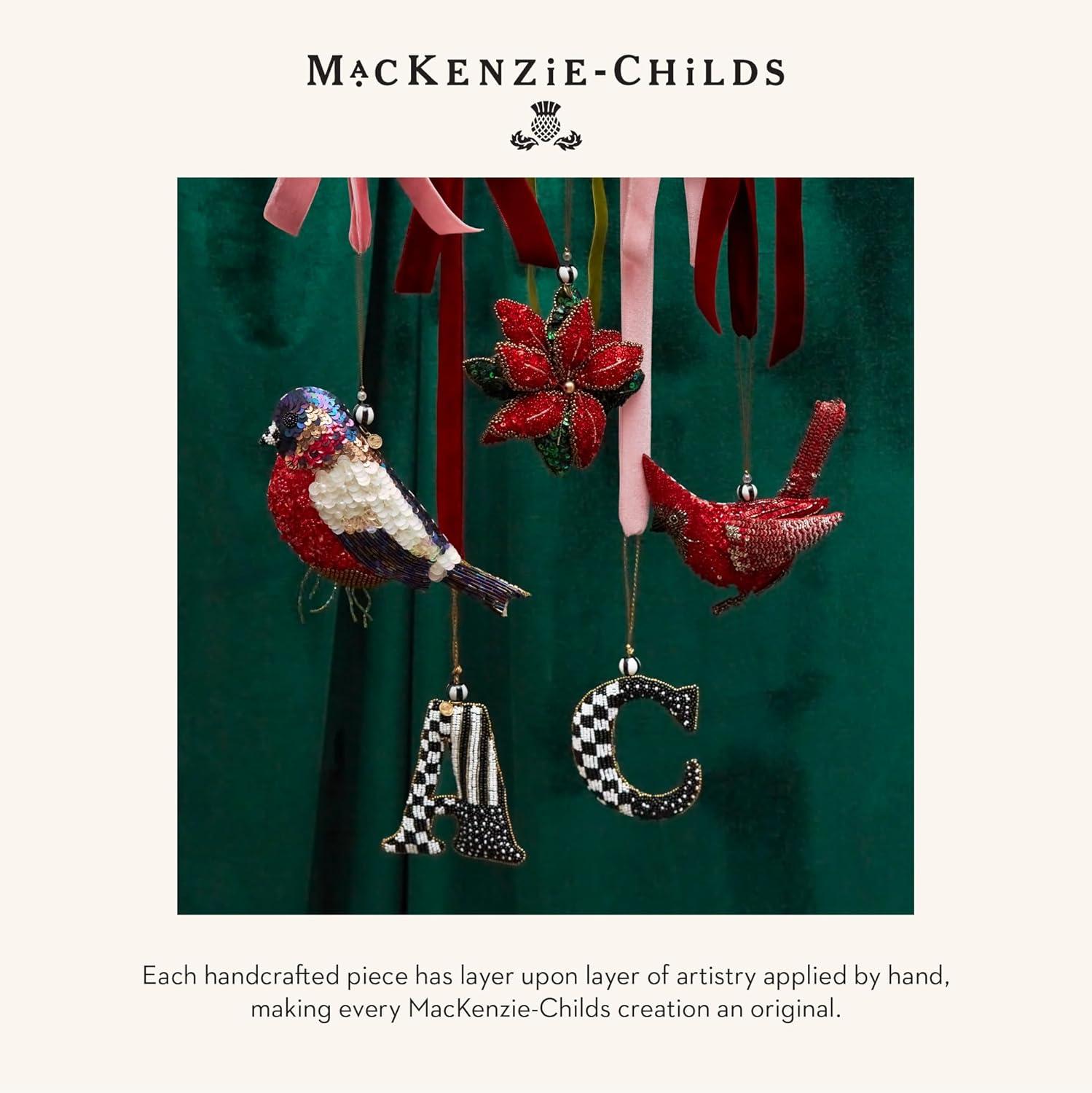 imageMACKENZIECHILDS Monogram Beaded Letter Ornament Hanging Christmas Tree Ornament DI