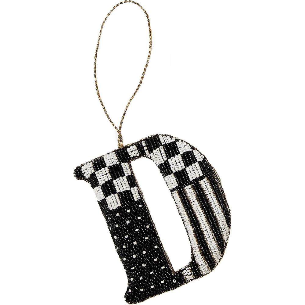 imageMACKENZIECHILDS Monogram Beaded Letter Ornament Hanging Christmas Tree Ornament DD