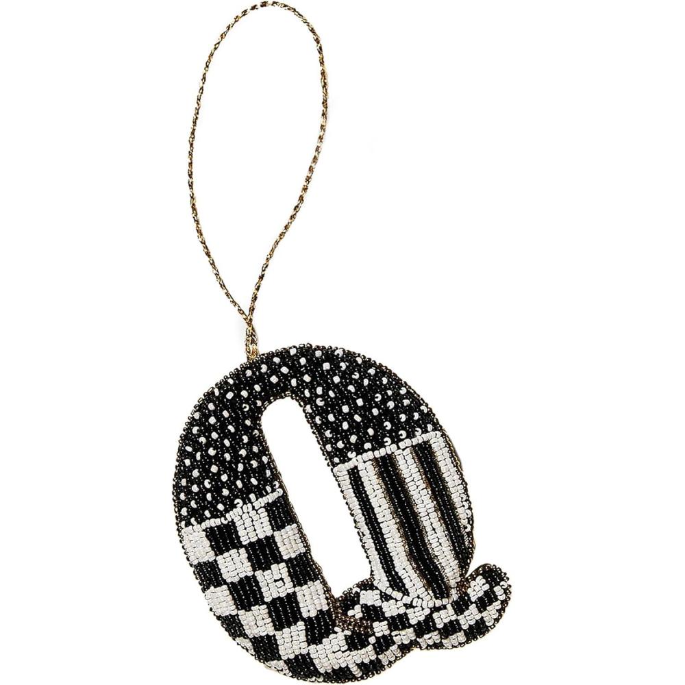 imageMACKENZIECHILDS Monogram Beaded Letter Ornament Hanging Christmas Tree Ornament DQ