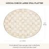 MACKENZIE-CHILDS Enamel Oval Platter, Serving Plate for Entertaining, Large, Black-and-White Courtly Check(Mocha Check)