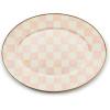 MACKENZIE-CHILDS Enamel Oval Platter, Serving Plate for Entertaining, Small, Black-and-White Courtly Check(Rosy Check)