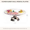 MACKENZIE-CHILDS Enamel Pedestal Platter, Round Cake Stand, Small, Wild Rose Brown(White)