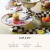 MACKENZIE-CHILDS Enamel Pedestal Platter, Round Cake Stand, Small, Wild Rose Brown(White)
