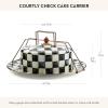 MACKENZIE-CHILDS Enamel Cake Carrier, Cake-Dish Serving Platter with Lid and Handles, Black-and-White Courtly Check(Courtly Check)