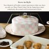 MACKENZIE-CHILDS Enamel Cake Carrier, Cake-Dish Serving Platter with Lid and Handles, Black-and-White Courtly Check(Rosy Check)