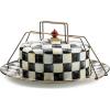 MACKENZIE-CHILDS Enamel Cake Carrier, Cake-Dish Serving Platter with Lid and Handles, Black-and-White Courtly Check(Courtly Check)