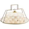 MACKENZIE-CHILDS Enamel Cake Carrier, Cake-Dish Serving Platter with Lid and Handles, Black-and-White Courtly Check(Mocha Check)