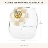 MACKENZIE-CHILDS Cookie Jar with Enamel Lid, Large Glass Treat Jar or Kitchen Jar, 1-Gallon Capacity, Brown-and-White Mocha Check(Mocha Check)