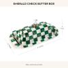 MACKENZIE-CHILDS Enamel Butter Box, Cute Lidded Enamel Butter Dish, Brown-and-White Mocha Check(Emerald Check)