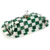 MACKENZIE-CHILDS Enamel Butter Box, Cute Lidded Enamel Butter Dish, Brown-and-White Mocha Check(Emerald Check)