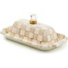 MACKENZIE-CHILDS Enamel Butter Box, Cute Lidded Enamel Butter Dish, Brown-and-White Mocha Check(Mocha Check)