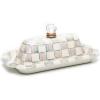 MACKENZIE-CHILDS Enamel Butter Box, Cute Lidded Enamel Butter Dish, Brown-and-White Mocha Check(Sterling Check)