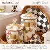 MACKENZIE-CHILDS Wildflowers Enamel Canister, Floral Kitchen Storage Container with Lid, Medium(Butterfly Garden)