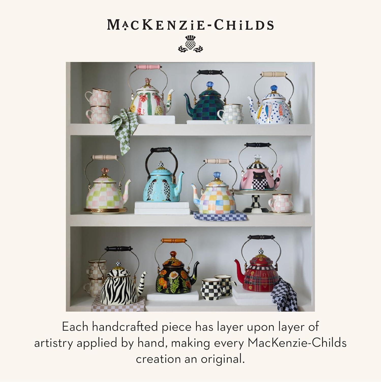 imageMACKENZIECHILDS Enamel Tea Kettle Cute Tea Kettle for Stovetop 2 Quarts PoppyThe Kilted