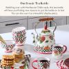 MACKENZIE-CHILDS 2-Quart Enamel Tea Kettle, Cute Tea Kettle for Stovetop, Royal English Garden(Deck The Halls)