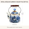 MACKENZIE-CHILDS 2-Quart Enamel Tea Kettle, Cute Tea Kettle for Stovetop, Royal English Garden(Royal English Garden)