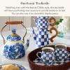 MACKENZIE-CHILDS 2-Quart Enamel Tea Kettle, Cute Tea Kettle for Stovetop, Royal English Garden(Royal English Garden)