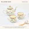 MACKENZIE-CHILDS 4-Cup Enamel Teapot, Cute Small Teapot with Lid, Gray-and-White Sterling Check