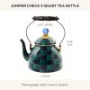 MACKENZIE-CHILDS Enamel Tea Kettle, Cute Tea Kettle for Stovetop, 2 Quarts, Poppy(Juniper Check)