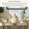 MACKENZIE-CHILDS Enamel Tea Kettle, Cute Tea Kettle for Stovetop, 2 Quarts, Poppy(Palm Beach Check)