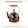 MACKENZIE-CHILDS Enamel Tea Kettle, Cute Tea Kettle for Stovetop, 2 Quarts, Poppy(Poppy)