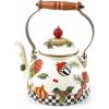 MACKENZIE-CHILDS 2-Quart Enamel Tea Kettle, Cute Tea Kettle for Stovetop, Royal English Garden(Deck The Halls)