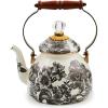 MACKENZIE-CHILDS 2-Quart Enamel Tea Kettle, Cute Tea Kettle for Stovetop, Royal English Garden(Sterling English Garden)