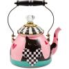 MACKENZIE-CHILDS Enamel Tea Kettle, Cute Tea Kettle for Stovetop, 2 Quarts, Poppy(Cat Love)