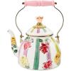 MACKENZIE-CHILDS Enamel Tea Kettle, Cute Tea Kettle for Stovetop, 2 Quarts, Poppy(Garden Gala)