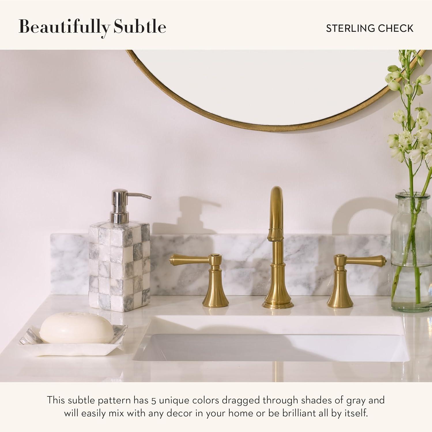 imageMACKENZIECHILDS Capiz Soap Pump LiquidSoap Dispenser for Bathroom or Kitchen GrayandWhite Sterling CheckSterling Check