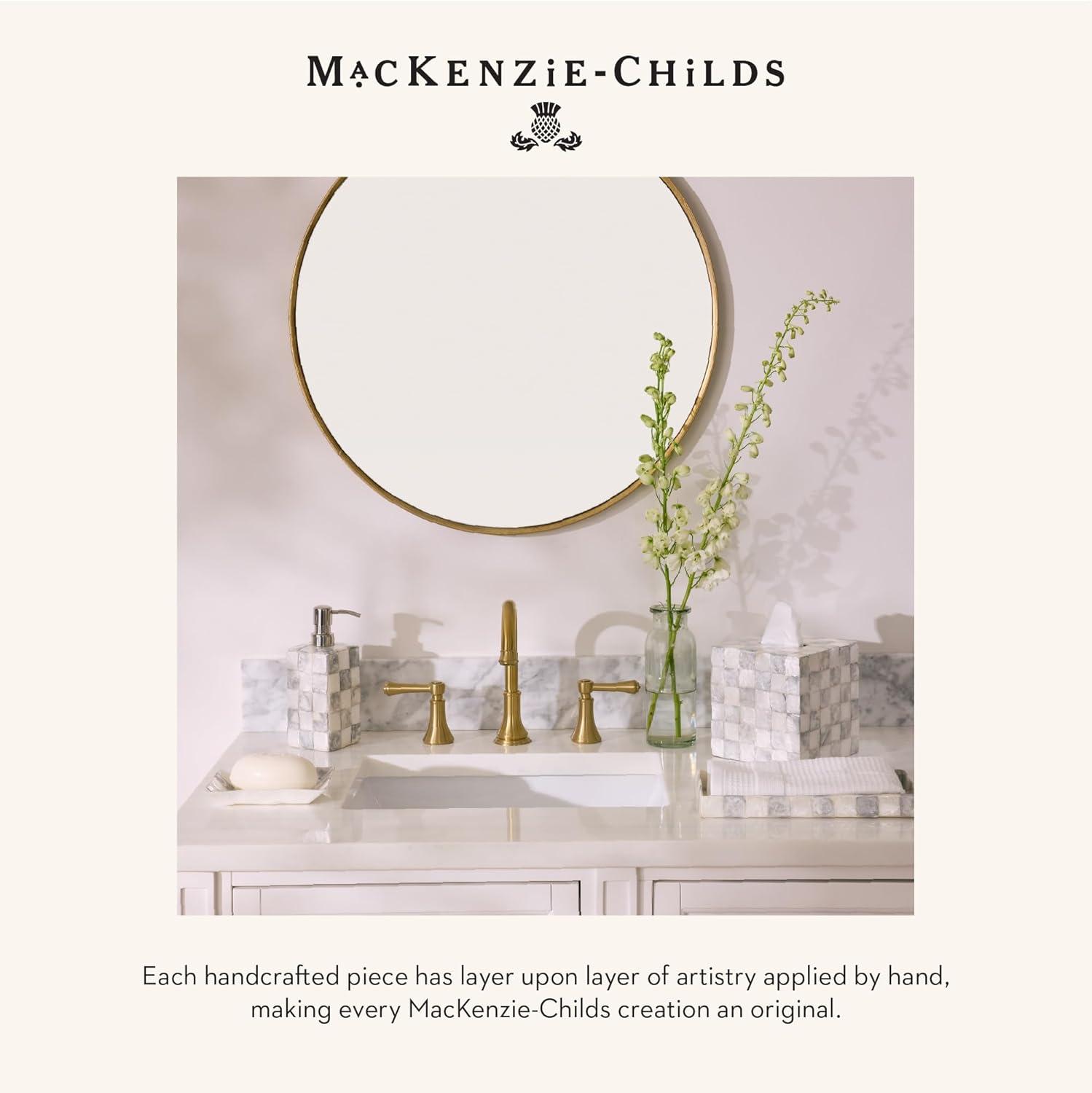 imageMACKENZIECHILDS Capiz Soap Pump LiquidSoap Dispenser for Bathroom or Kitchen GrayandWhite Sterling CheckSterling Check